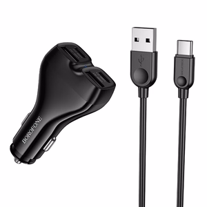 Borofone Car charger BZ35 Leader - 2 x Type C + USB - PD 30W with cable USB to Type C black
