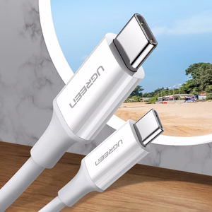 Ugreen US264 60518 USB-C / USB-C PD QC AFC kabelis 1m - balts