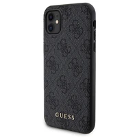 Guess 4G Metal Logo viedtālruņa apvalks komplekts iPhone 11 + 5000mAh Magnētiskā portatīvais lādētājs - melna