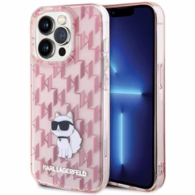 Karl Lagerfeld monogramma Choupette viedtālruņa apvalks iPhone 15 Pro Max - rozā