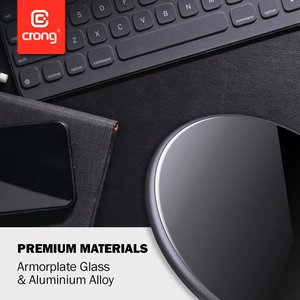 Crong PowerSpot Qi 15 W USB-C bezvadu lādētājs ar rūdīta stikla pārklājumu, ēnu melns