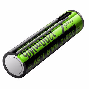 Uzlādējama baterija R3 (AAA) 320 mAh ar USB C + kabelis USB A uz 2 x USB C 2 gab. Hoco JA4 melna