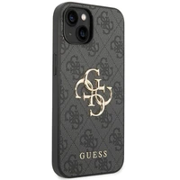 Guess 4G Big Metal Logo viedtālruņa apvalks iPhone 15 - pelēka