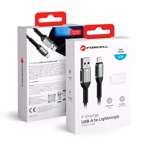 FORCELL F-ENERGY C257 kabelis USB A uz Lightning 2,4A 12W Cafule 3 m melns