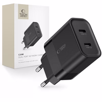 Tech-Protect C20W lādētājs 2x USB-C PD 20W - melns