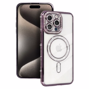Bling Magsafe Case for Iphone 16 Pro purple