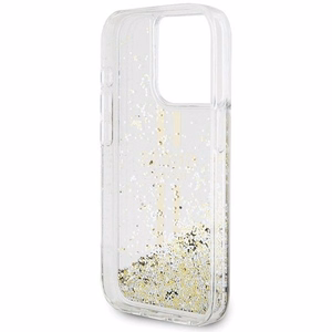 Guess Liquid Glitter Gold Stripes viedtālruņa apvalks iPhone 15 Pro - caurspīdīgs