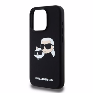 Karl Lagerfeld Silikonais Karl&Choupette Ring MagSafe apvalks iPhone 15 Pro Max - melns