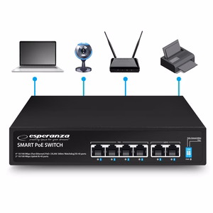 Esperanza ENS105 6 portu PoE komutators 10/100 60W