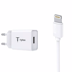 SIENAS LĀDĒTĀJS T-PHOX MINI-EU LIGHTNING BALTS 1.2M 2.4A