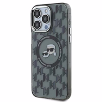 Karl Lagerfeld IML Monogram Karl & Choupette Head MagSafe apvalks iPhone 15 Pro Max - melns