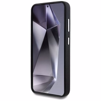 Guess graudains trīsstūra logotips MagSafe apvalks Samsung Galaxy S25 - melns