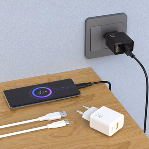 Dudao A23TEU 2.4A GaN USB-A Wall Lādētājs with USB-A - USB-C Kabelis - Melns