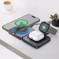 Blavec indukcijas lādētājs BQI-04 Qi 15W magnētiskais Magsafe 3 in 1 UniCharge (BQI04-QIMB) melns