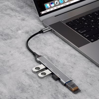 Dudao HUB 4in1 USB-C - 4x USB-A (3 x USB2.0 / USB3.0) 6.3cm melns (A16T)