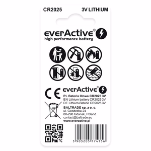 Litija baterija mini everActive CR2025 - blisteris 2 gab.