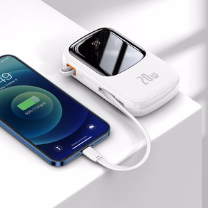 Baseus portatīvais lādētājs 20000mAh Qpow Pro - USB + Type C - PD 20W ar Lightning kabeli (PPQD060202) balta