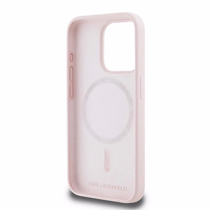 Karl Lagerfeld Silikonais Karl&Choupette MagSafe apvalks iPhone 15 Pro Max - rozā