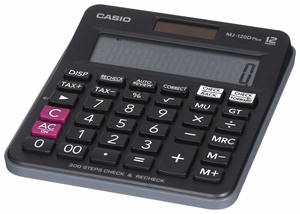CASIO biroja kalkulators MJ-120D PLUS melnā krāsā , 12 ciparu displejs
