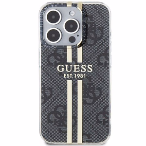 Guess IML 4G Gold Stripe viedtālruņa apvalks iPhone 15 Pro - melns