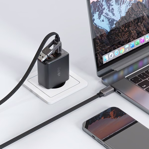 Acefast C13-04 USB-C - USB-A / USB-C kabelis 480Mb/s 3A 1,2 m - melns