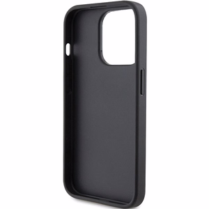 Karl Lagerfeld Saffiano karšu slotiņa Karl&Choupette metāla piespraude apvalks iPhone 15 Pro - melns