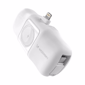 Wozinsky WF16-YLS 5000mAh 15W Lightning мини внешний аккумулятор со встроенным кабелем USB-C и зарядкой Apple Watch - Белый
