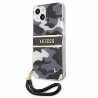 Guess GUHCP13MKCABBK iPhone 13 6.1" melns/melns cietais apvalks Camo Strap Collection