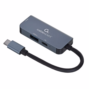 Gembird A-CM-COMBO3-02 USB Type-C 3-in-1 daudzportu adapteris (USB ports + HDMI + PD), sudrabs
