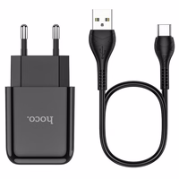 Lādētājs Hoco USB A 2A 10W + kabelis USB A uz USB C N2 melns