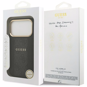 Guess 4G Stripe Magnētiskais viedtālruņa apvalks iPhone 17 Pro - melna