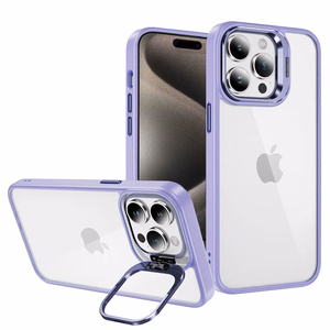 Tel Protect Viedtālruņa apvalks ar statīvu + kameras stikls Iphone 15 Pro Max gaiši violeta