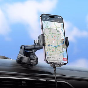HOCO auto turētājs ar bezvadu uzlādi priekšējā stikla / centrālās konsoles 15W HW5 melns