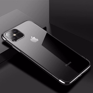 Caurspīdīgs krāsains apvalks Gel TPU ar elektroplāksnes rāmi Xiaomi Mi 11 melns