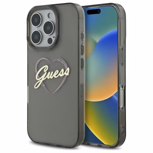 Guess IML Heart Case for iPhone 16 Pro - Black