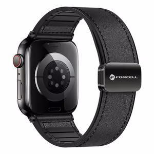 FORCELL F-DESIGN FA21 ekoloģiskās ādas siksniņa APPLE pulkstenim 42 / 44 / 45 / 49 mm melna