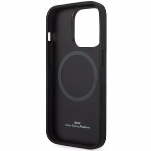 Viedtālruņa apvalks BMW BMHMP14L22RFGK iPhone 14 Pro 6.1" melns/melns ādas dimanta raksts MagSafe
