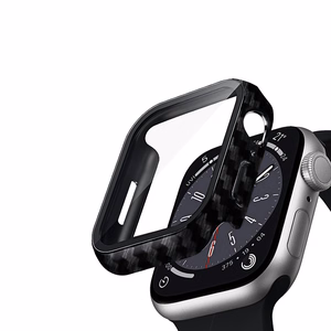 Crong Hybrid Watch Case aizsargvāciņš ar integrētu stiklu Apple Watch 41 mm, ar oglekļa šķiedras rakstu