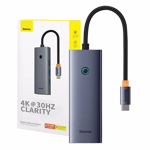 5-in-1 sadalītājs Baseus UltraJoy Series USB-C uz HDMI4K@30Hz+3xUSB 3.0+1xPD (pelēks)
