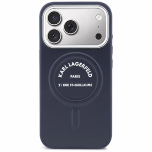 Karl Lagerfeld Embossed Open Ring RSG Logo MagSafe vāciņš iPhone 18 Pro Max / 17 Pro Max; krāsa: zila