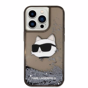 Karl Lagerfeld KLHCP14LLNCHCK iPhone 14 Pro 6.1" melns/melns cietais apvalks Spīdumi Choupette galva