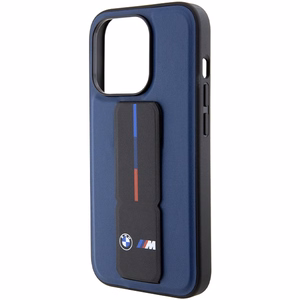 BMW M ar statīvu divkrāsu viedtālruņa apvalks iPhone 15 Pro - tumši zils