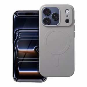 Silikona MAG COVER viedtālruņa apvalks iPhone 17 Pro titāna krāsa ar lielu atveri, saderīgs ar MagSafe