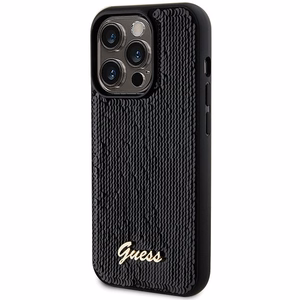 Guess Sequin Script Metal viedtālruņa apvalks iPhone 13 Pro Max - melns