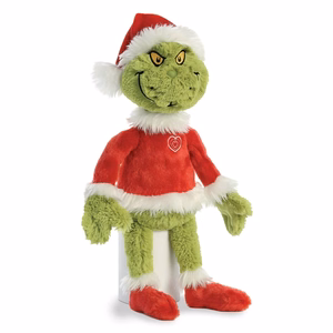 Grinch videi draudzīga plīša rotaļlieta Ziemassvētku vecīša tērpā, 43 cm