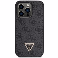 Guess GUHCP14LP4TDSCPK apvalks iPhone 14 Pro - melns krustenisks 4G metāla logotips