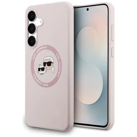 Karl Lagerfeld Silicone Karl & Choupette Heads MagSafe macins Samsung Galaxy S25 FE - roza