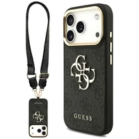 GUESS viedtālruņa apvalks IPHONE 17 Pro (PU W/ Big 4G Classic & Big Strap Metal Buttons) melns