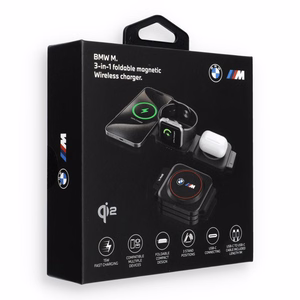 BMW M Qi2 3 vienā bezvadu lādētājs, 15 W, drukāts logotips, sarkans