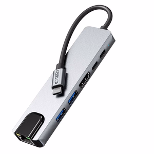 Tech-Protect HB02 HUB adapteris 6in1 USB-C + USB2.0 + USB3.0 + HDMI 4K 30Hz + RJ45 + PD100W - pelēks